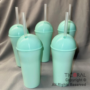 VASO DOMO CON SORBETE 400 ML VERDE PASTEL x 5